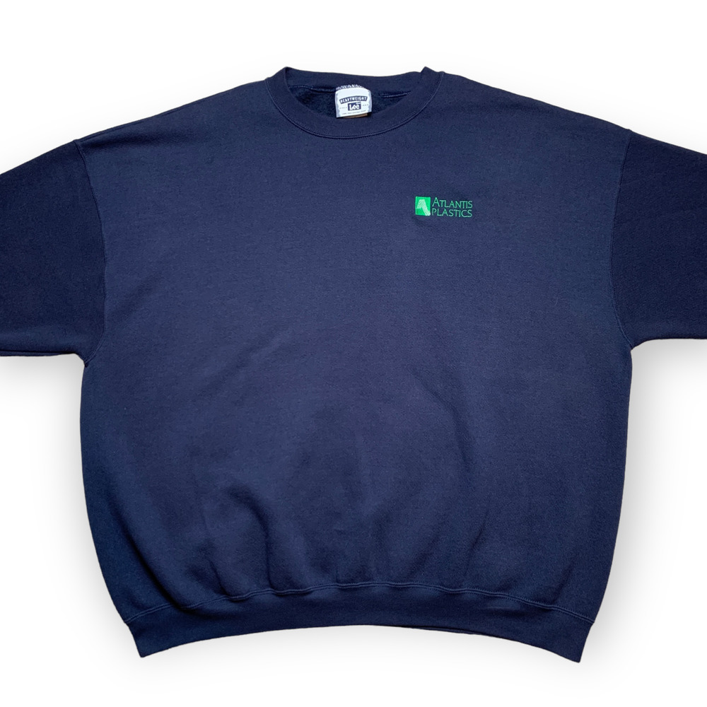 Vintage 90s Lee Heavyweight Blue Crewneck Sweatshirt Atlantis Plastics- 4X
